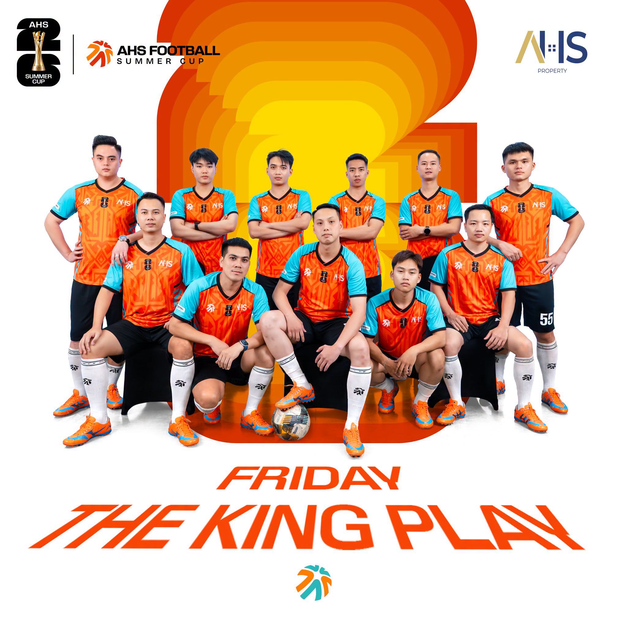 Feedback đội bóng mặc áo AHS Football Summer Cup màu cam xanh ngọc