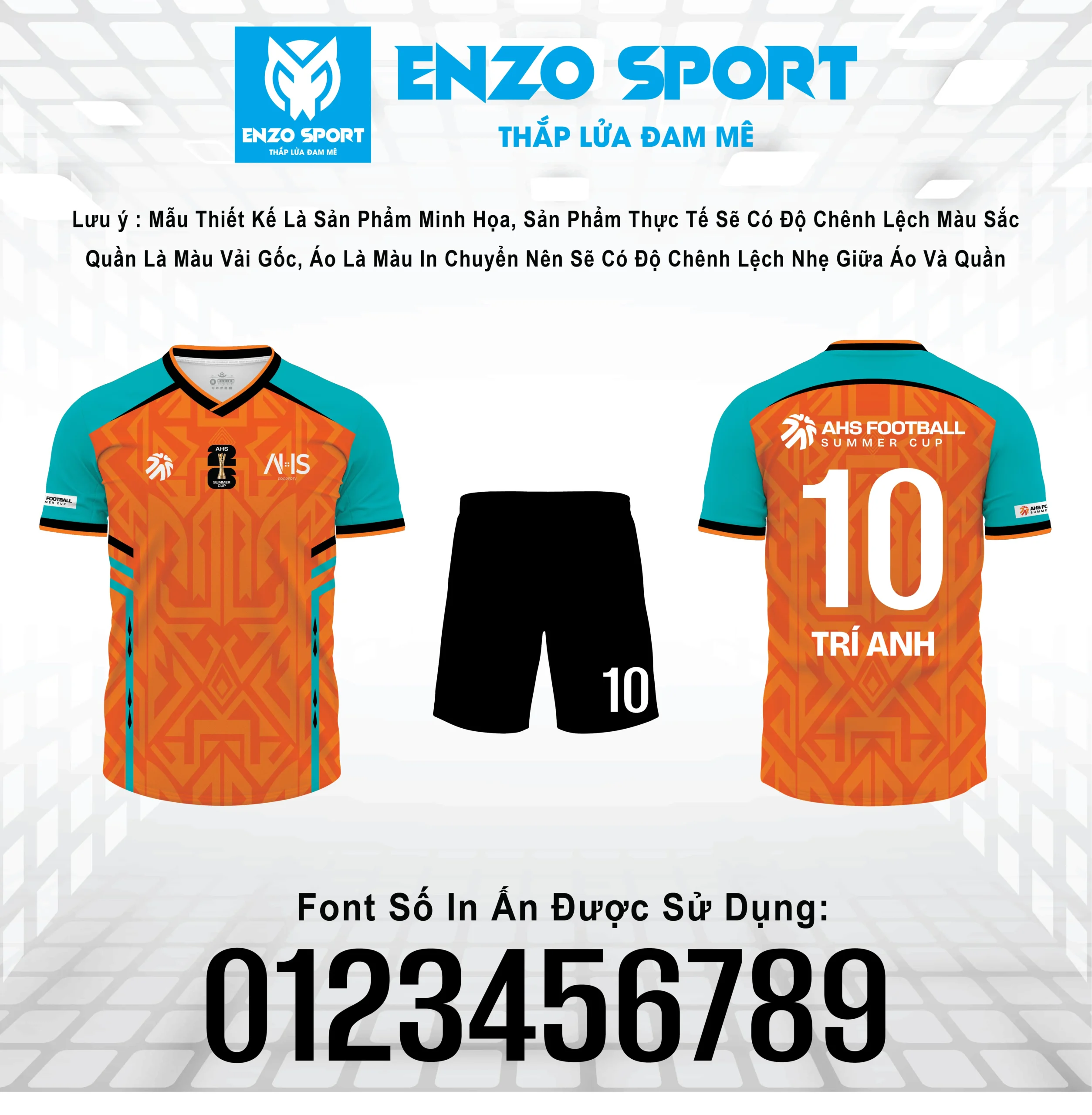 Maket áo bóng đá AHS Football Summer Cup màu cam xanh ngọc