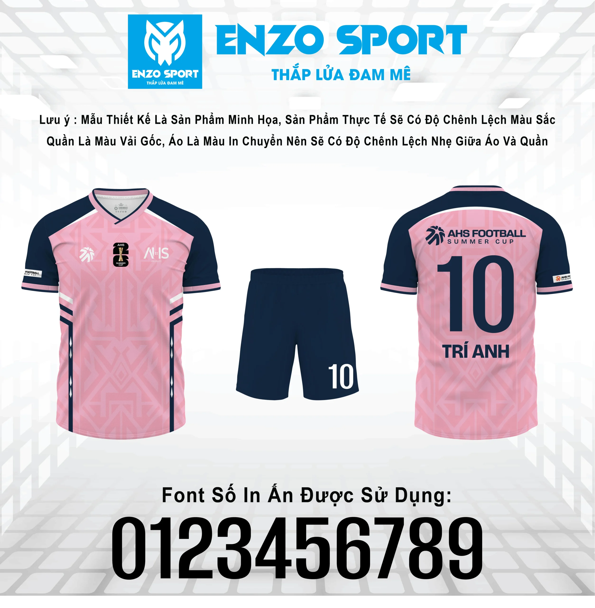 Maket áo bóng đá AHS Football Summer Cup màu hồng xanh navy