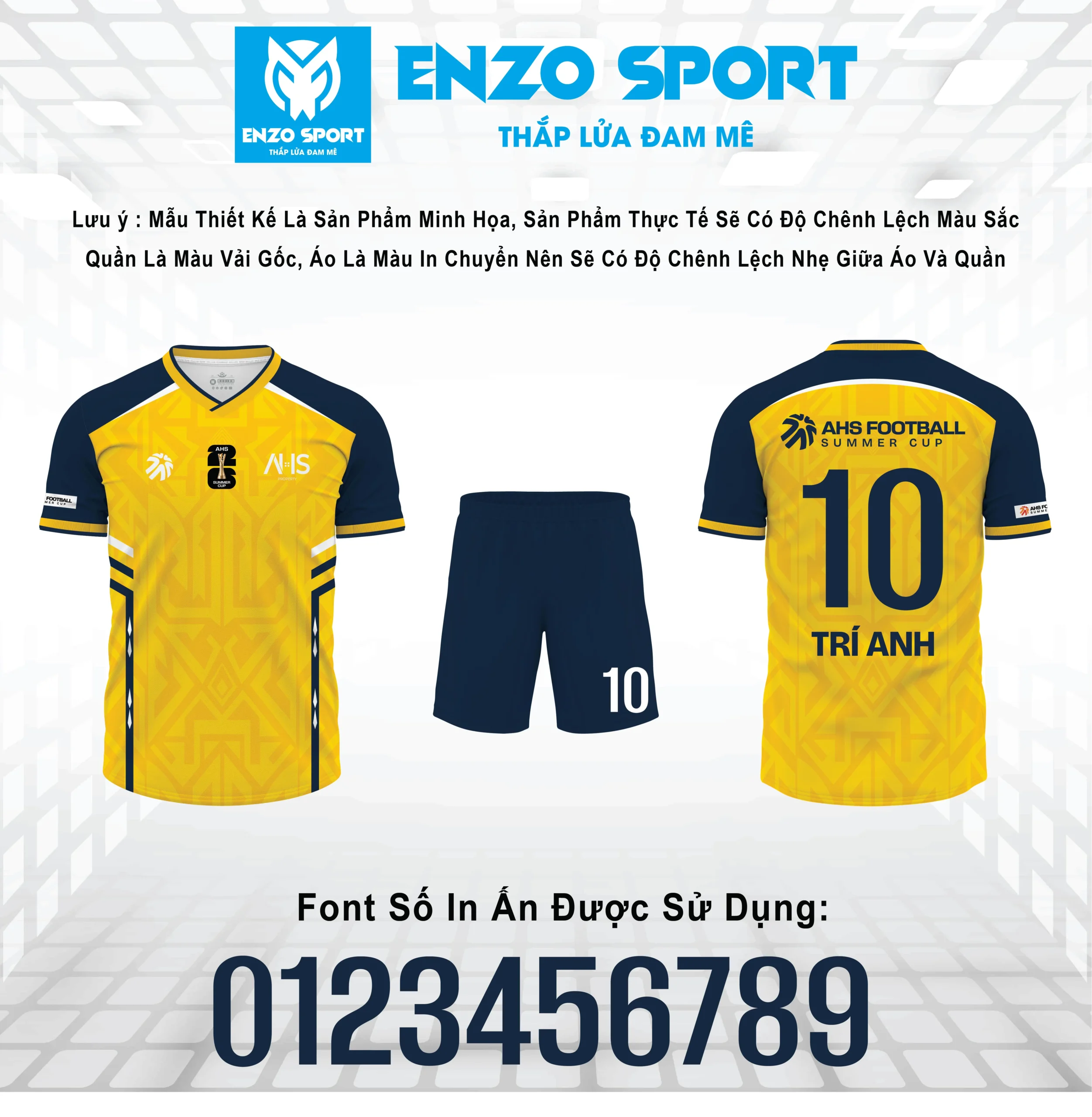 Maket áo bóng đá AHS Football Summer Cup màu vàng xanh navy