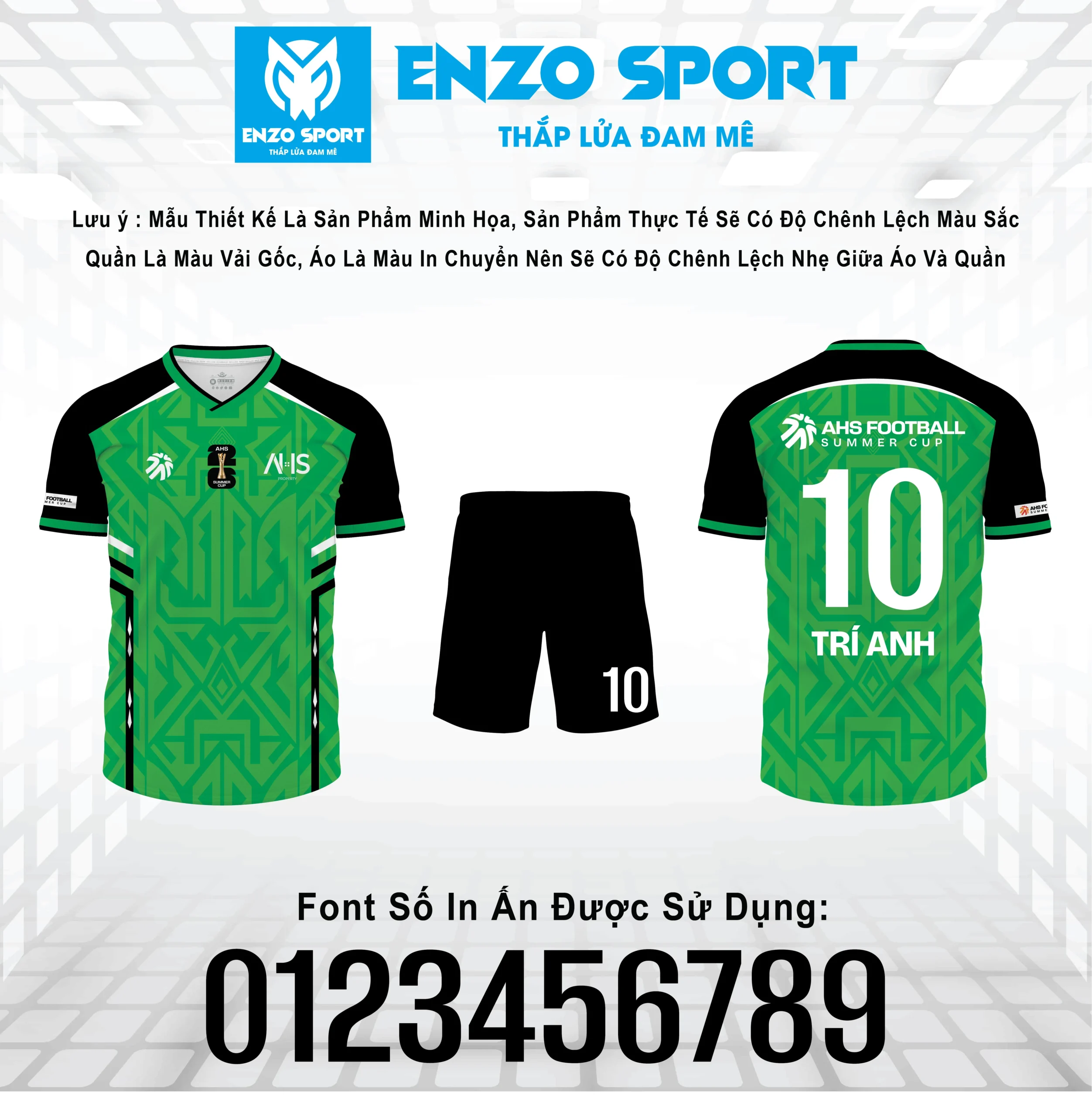 Maket áo bóng đá AHS Football Summer Cup màu xanh lá đen