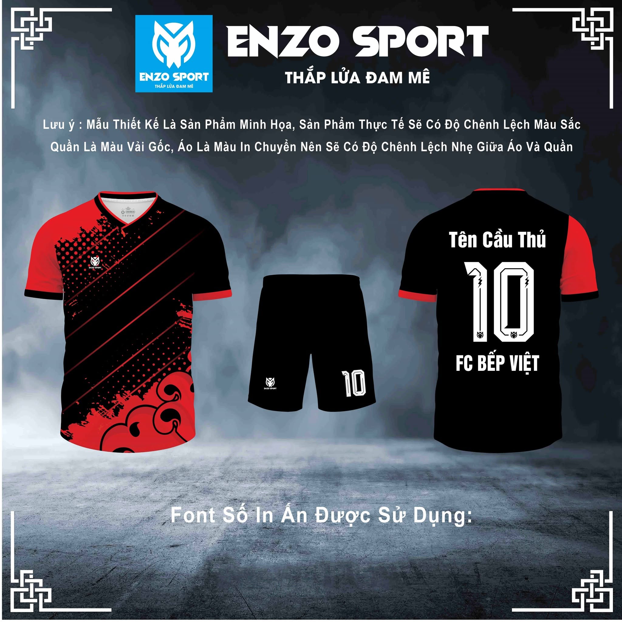Maket áo bóng đá FC Bếp Việt màu đen đỏ