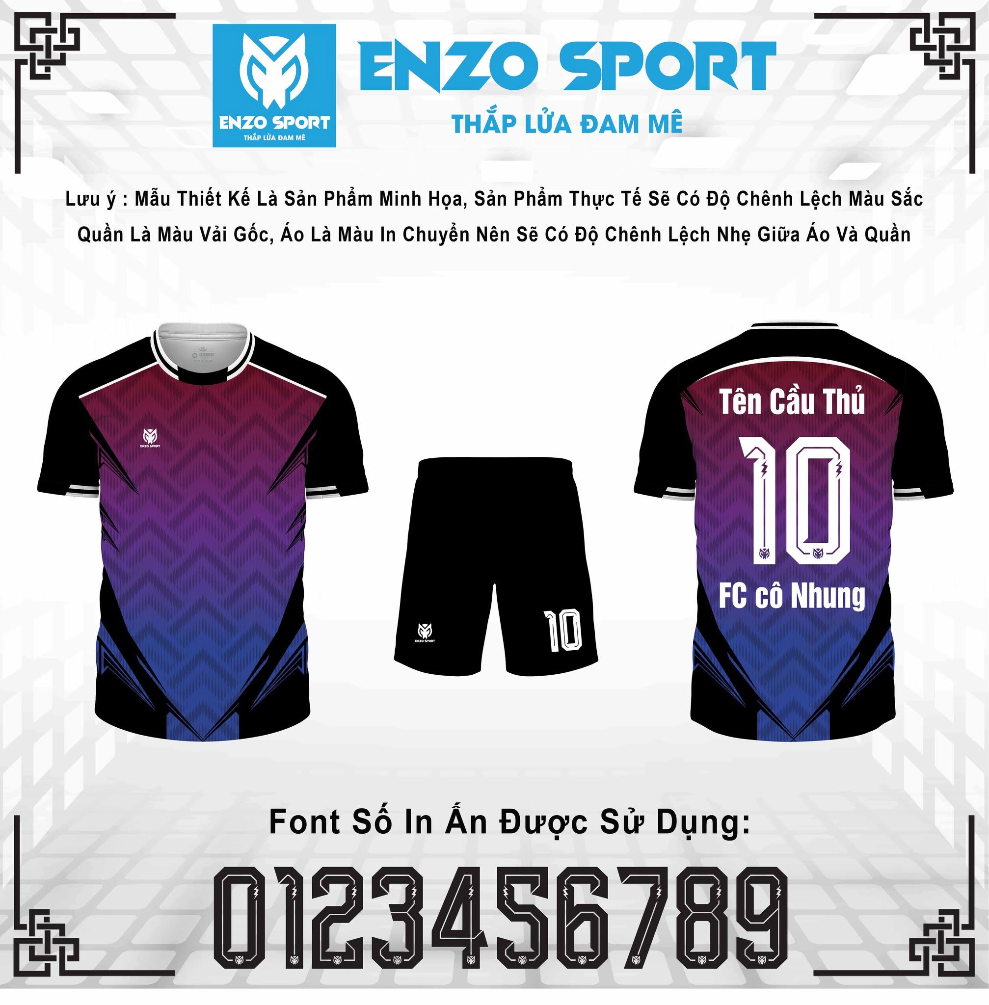 Maket áo bóng đá FC Cô Nhung màu tím xanh