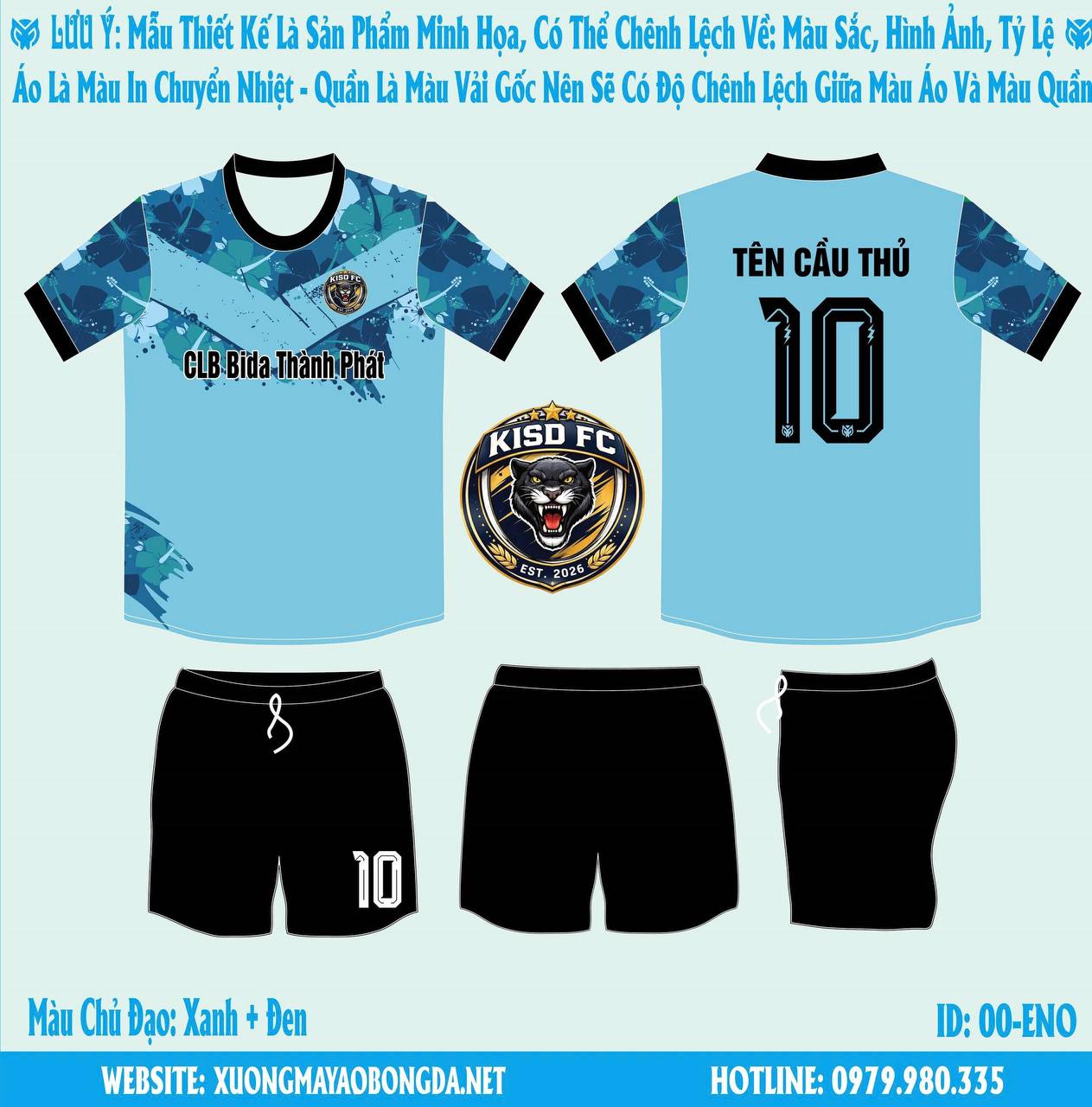 Maket áo bóng đá KISD FC màu xanh đen